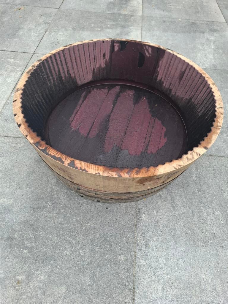 Wijnvat plantenbak - robuust en sfeervol, Tuin en Terras, Bloembakken en Plantenbakken, Minder dan 30 cm, Rond, Ophalen of Verzenden