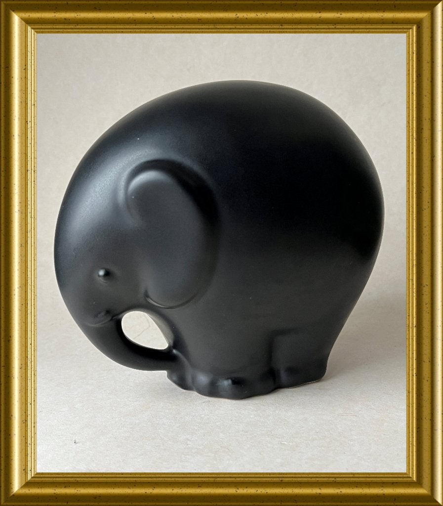Art deco zwart keramiek beeld: olifant, Ophalen of Verzenden