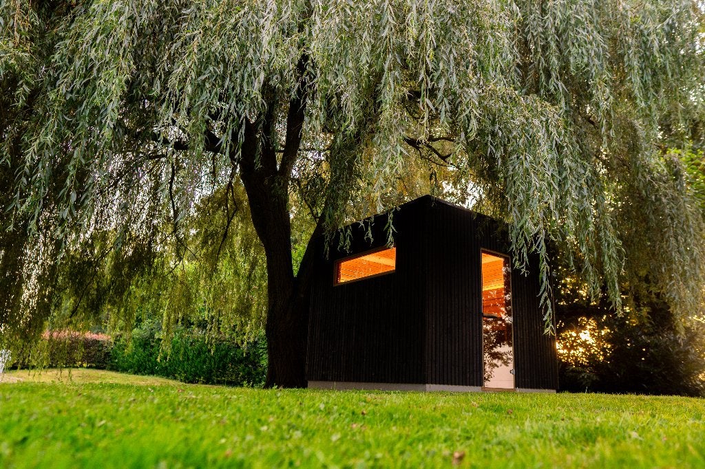 6 Persoons sauna buiten, Sport en Fitness, Ophalen, Zo goed als nieuw, Fins of Traditioneel, Complete sauna