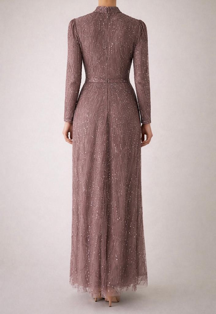 Elegante Mauve Galajurk met Pailletten, Kleding | Dames, Jurken, Nieuw, Ophalen of Verzenden, Roze, Maat 36 (S)