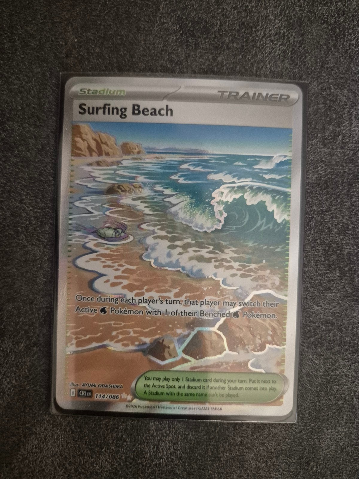 Pokémon TCG Surfing Beach Trainer Kaart 114/086, Ophalen of Verzenden, Zo goed als nieuw, Losse kaart