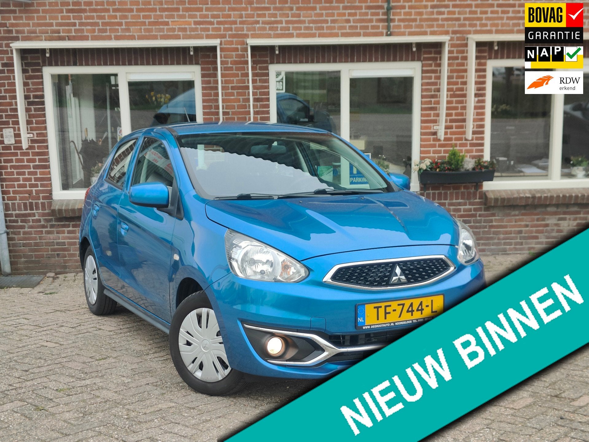 Mitsubishi Space Star 1.0 Cool+ Airco Trekhaak St bekrachtig, Auto's, 12 maanden, Stof, Gebruikt, Blauw