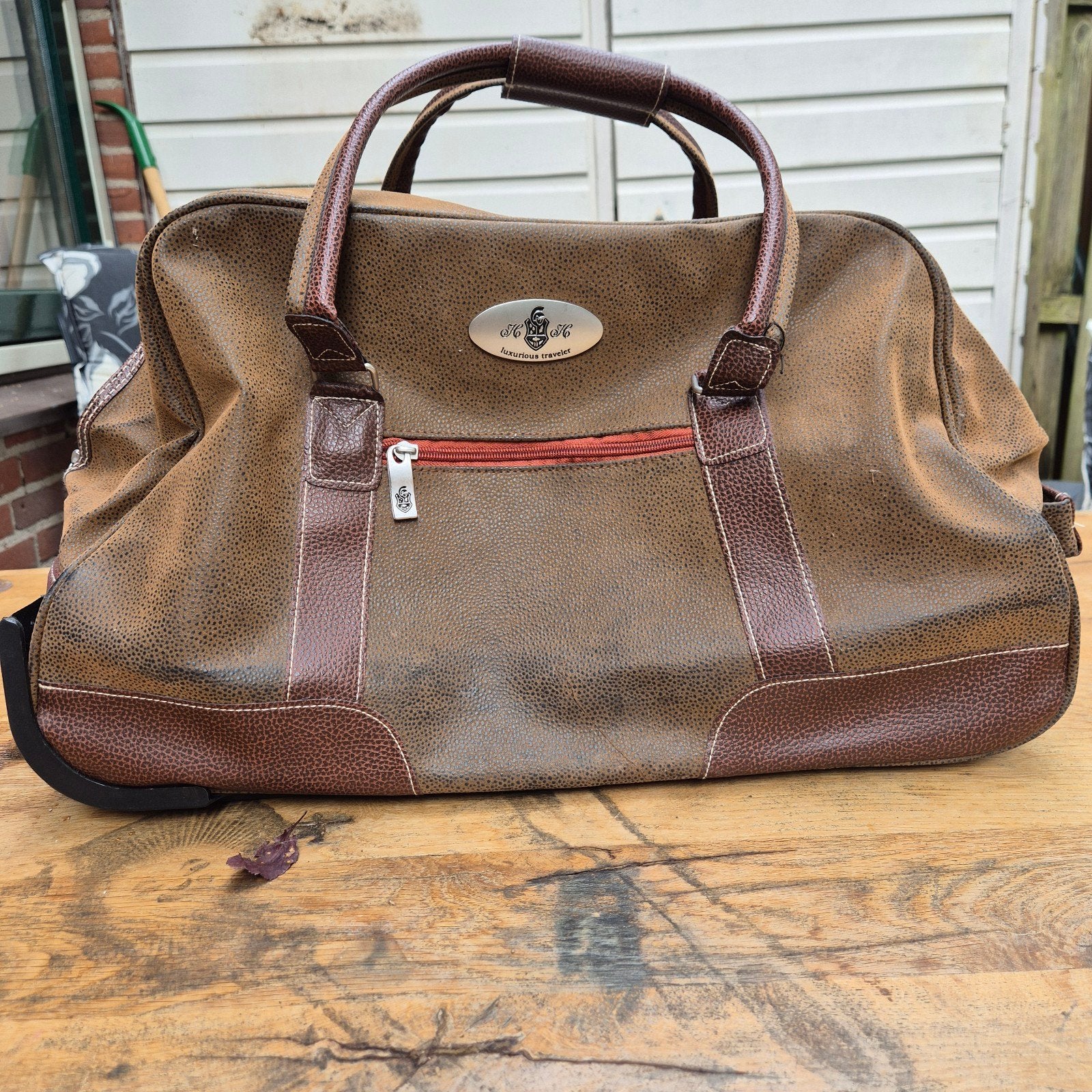 Vintage Herwalt Trolley Weekendtas - Bruin Reptielmotief, 40 tot 60 cm, 30 cm of meer, Bruin, Minder dan 35 cm
