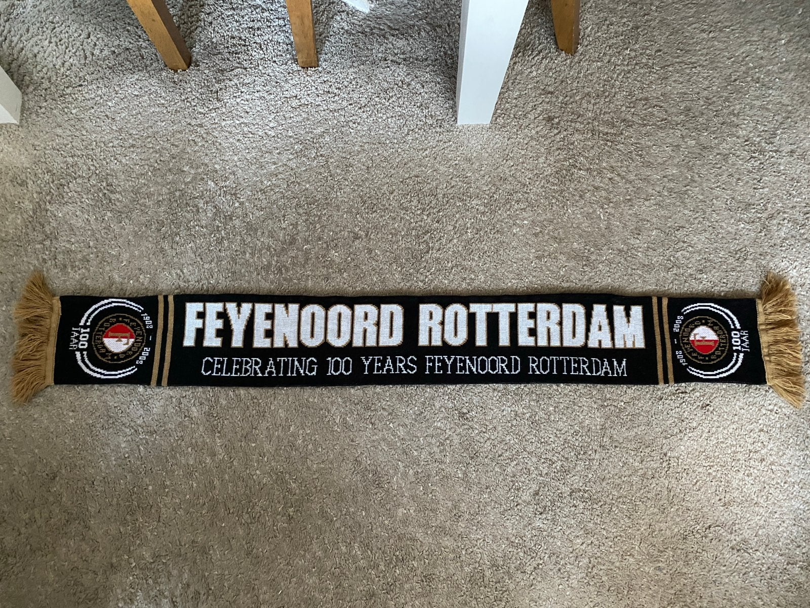 Feyenoord 100 jaar jubileumsjaal 1908-2008, Ophalen of Verzenden, Zo goed als nieuw, Feyenoord, Vaantje of Sjaal