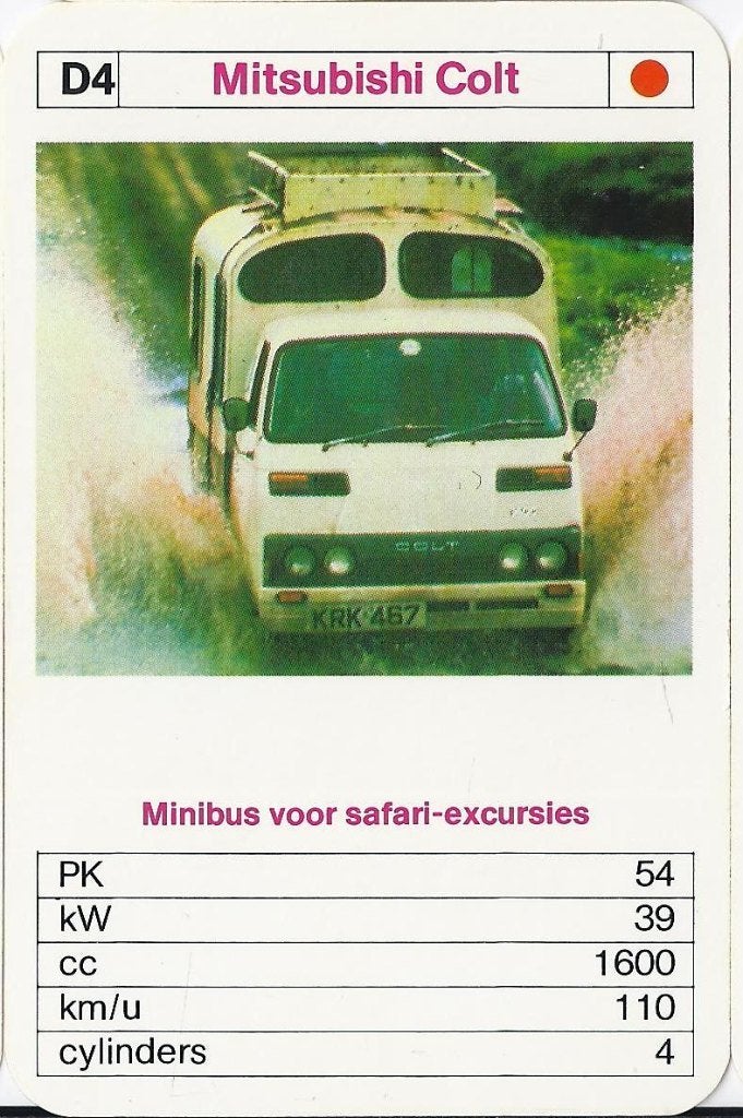 Kw1945 autokaartje minibus mitsubishi colt, Ophalen of Verzenden, Zo goed als nieuw, Auto's