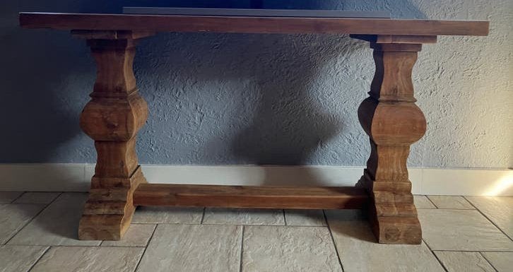 Teak-SideTable met  Kloosterpoten, Ophalen, Gebruikt, 100 tot 150 cm, 25 tot 50 cm