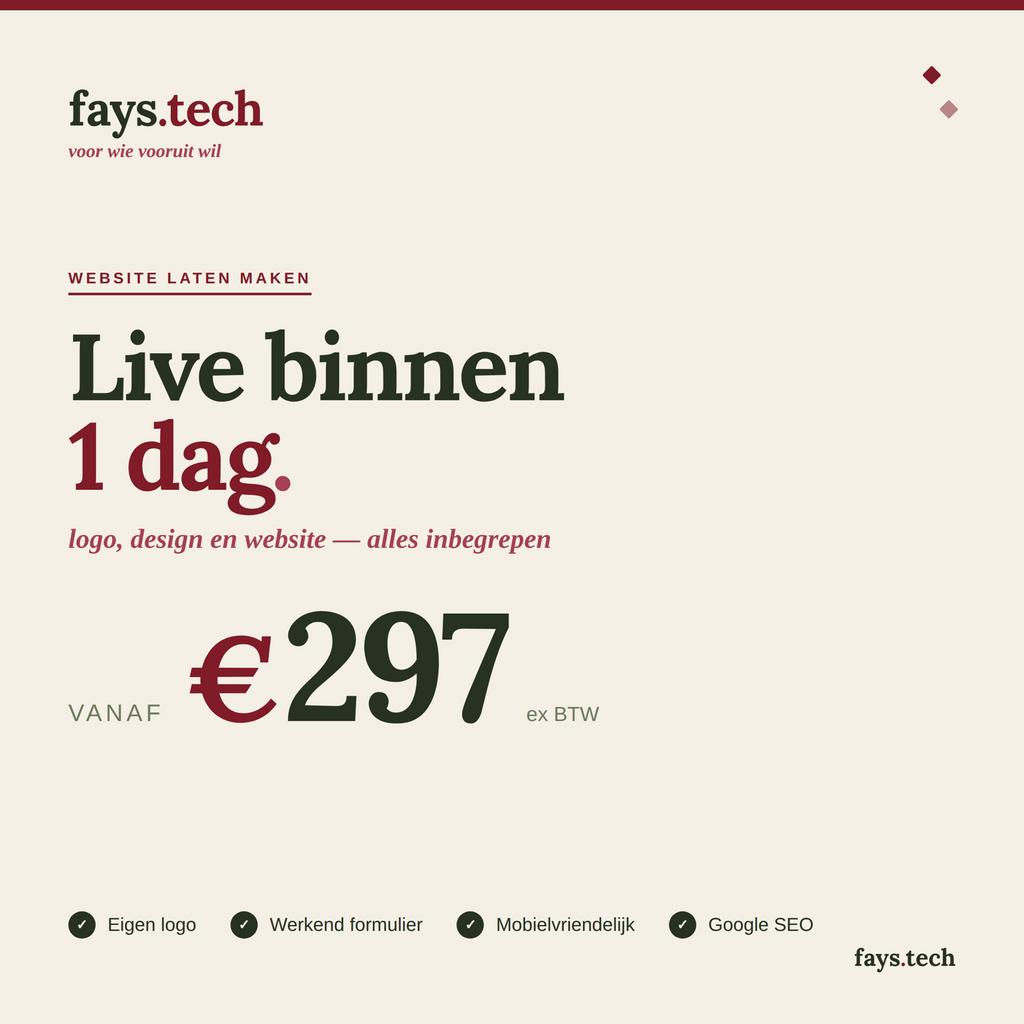 Website laten maken | vanaf €297 | live binnen 1 dag, Diensten en Vakmensen, Webdesigners en Hosting, Domeinregistratie, Webdesign
