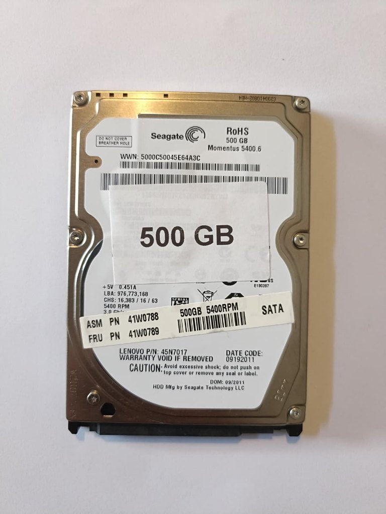 Seagate 500GB Sata HDD 2,5" S-ATA, Intern, Seagate, 500GB, Verzenden