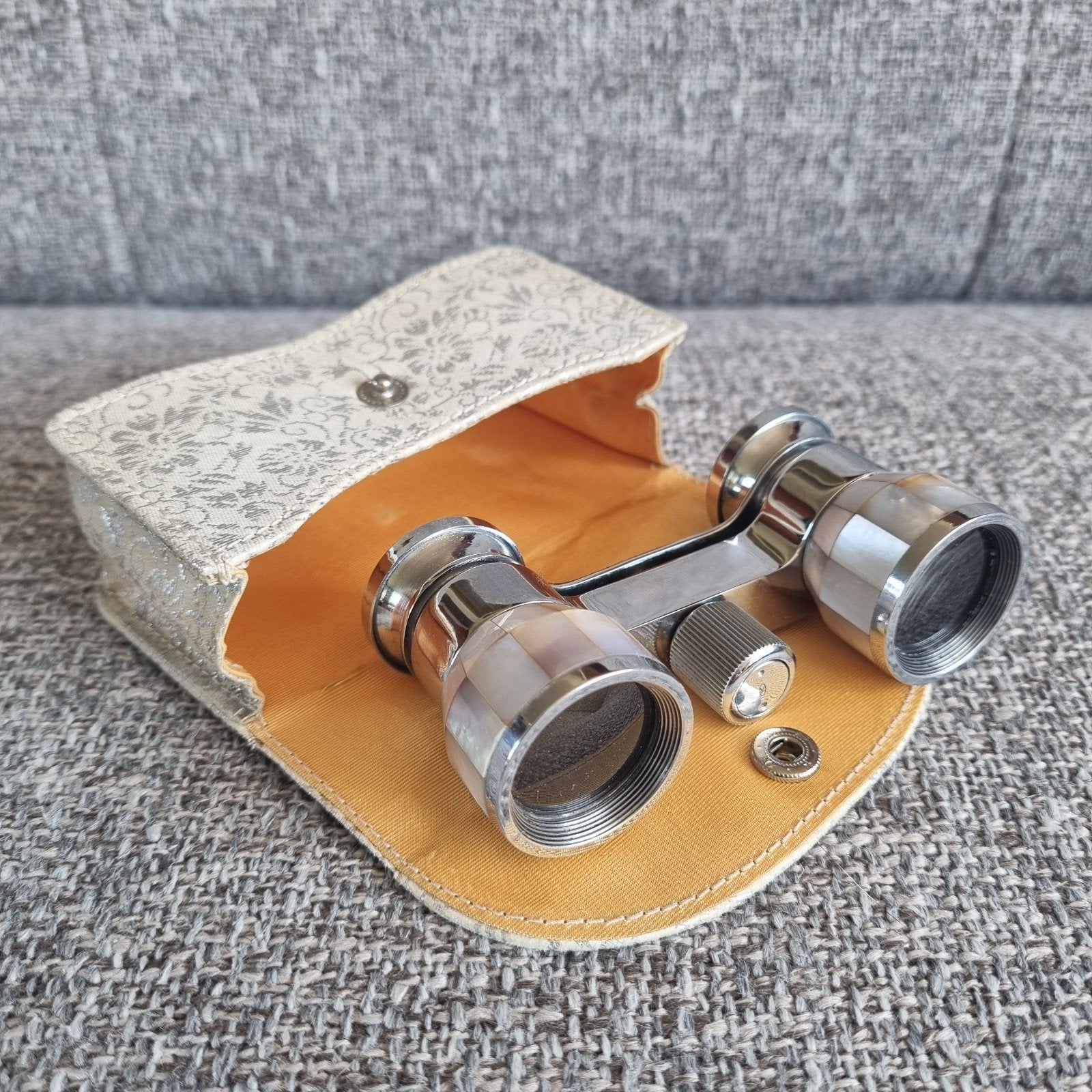 Vintage Operakijker/toneelkijker Parelmoer, Carton, 2,5 x, Ophalen of Verzenden, Huis en Inrichting
