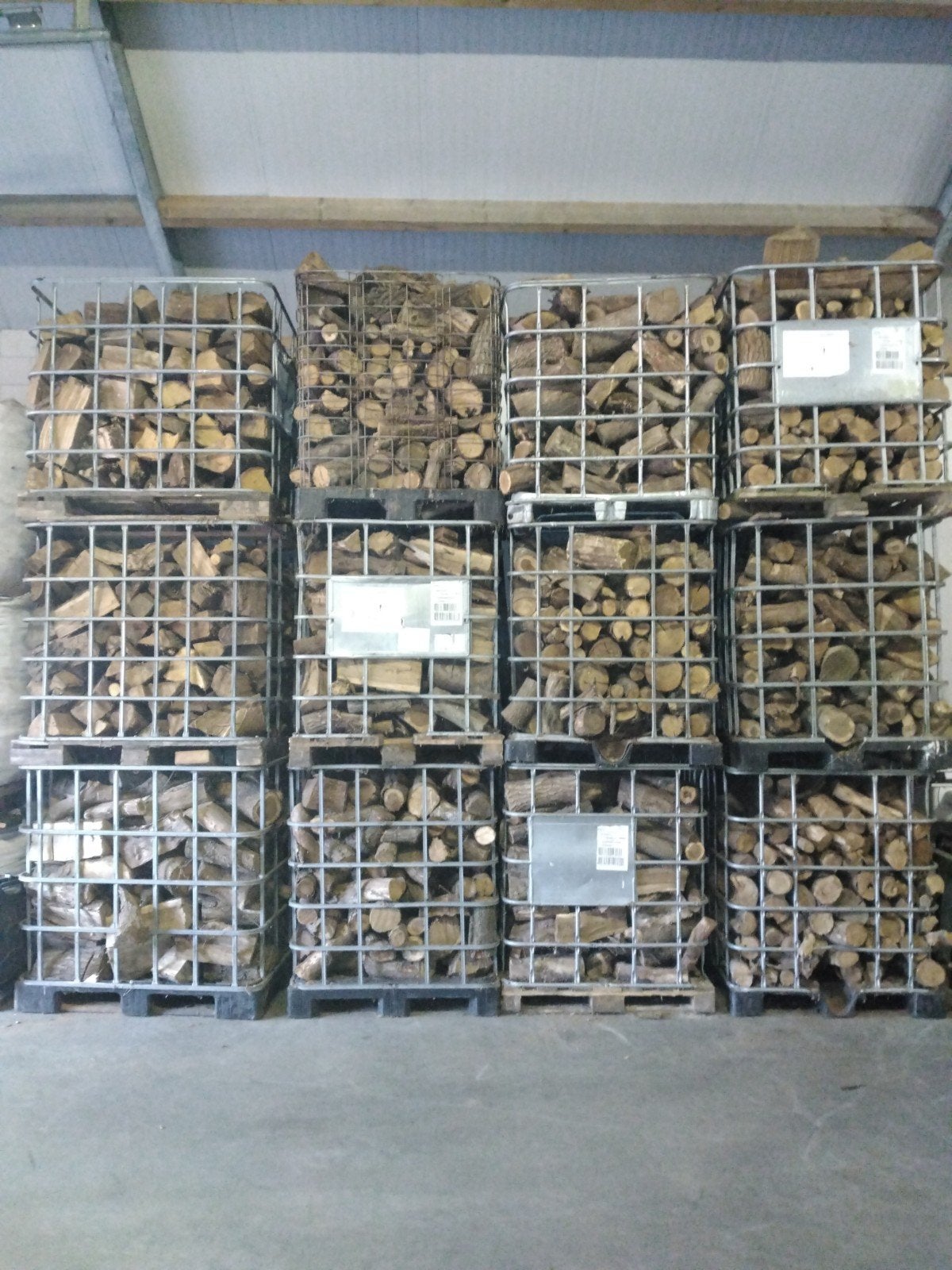Grote partij haardhout in IBC-containers, 6 m³ of meer, Ophalen of Verzenden, Eikenhout, Blokken