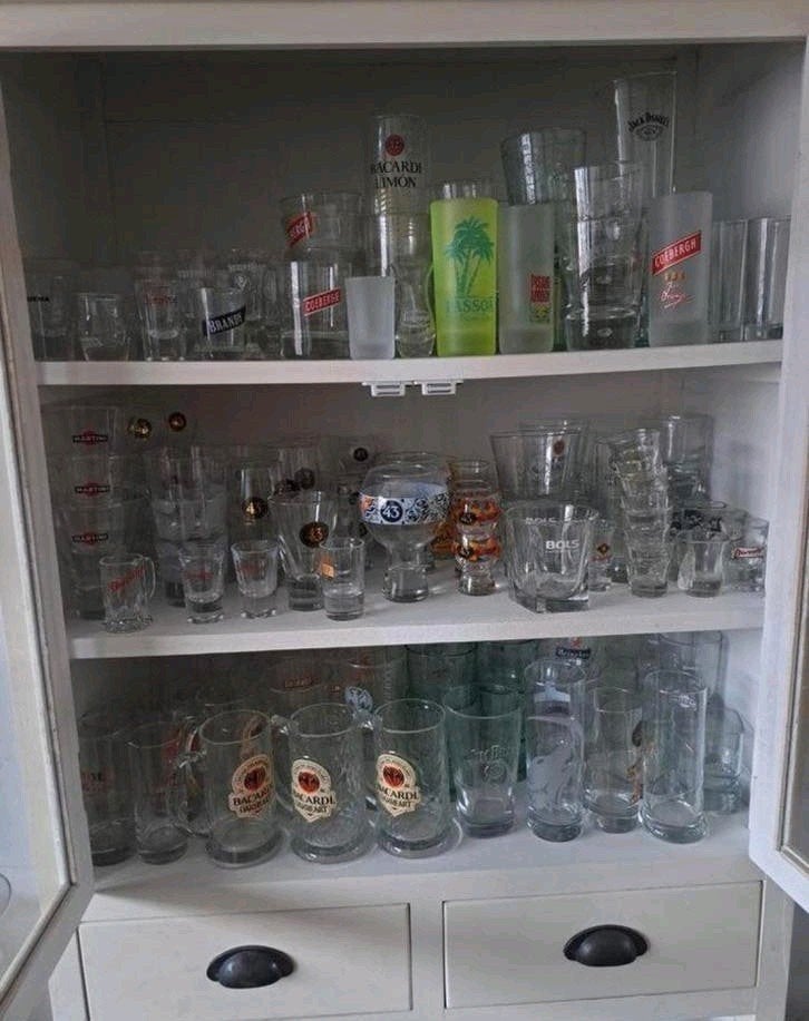 Grote verzameling borrel-, drank- en shotglaasjes, Ophalen, Gebruikt, Borrel- of Shotglas