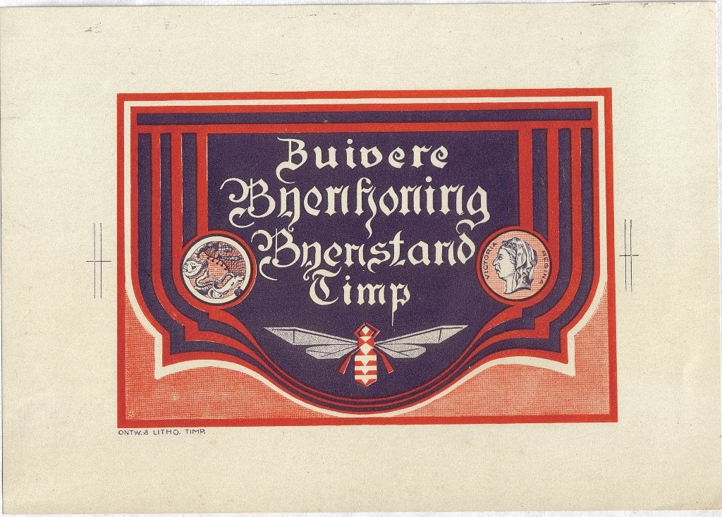 F. A. Timp litho "Zuivere Bijenhoning-Bijenstand Timp", ontw, Ophalen, Zo goed als nieuw, Overige typen