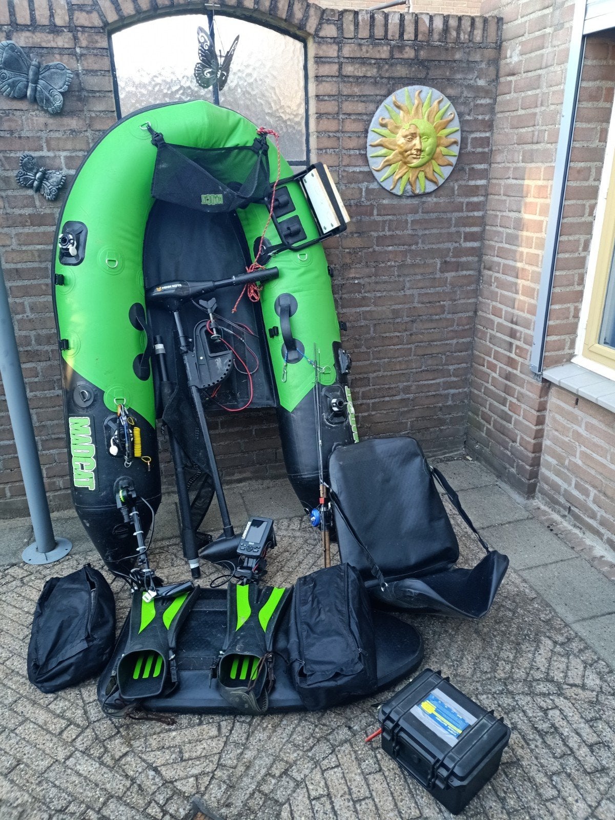 Float tube set met Minn Kota motor en Lowrance dieptemeter, Ophalen, Gebruikt, Overige typen