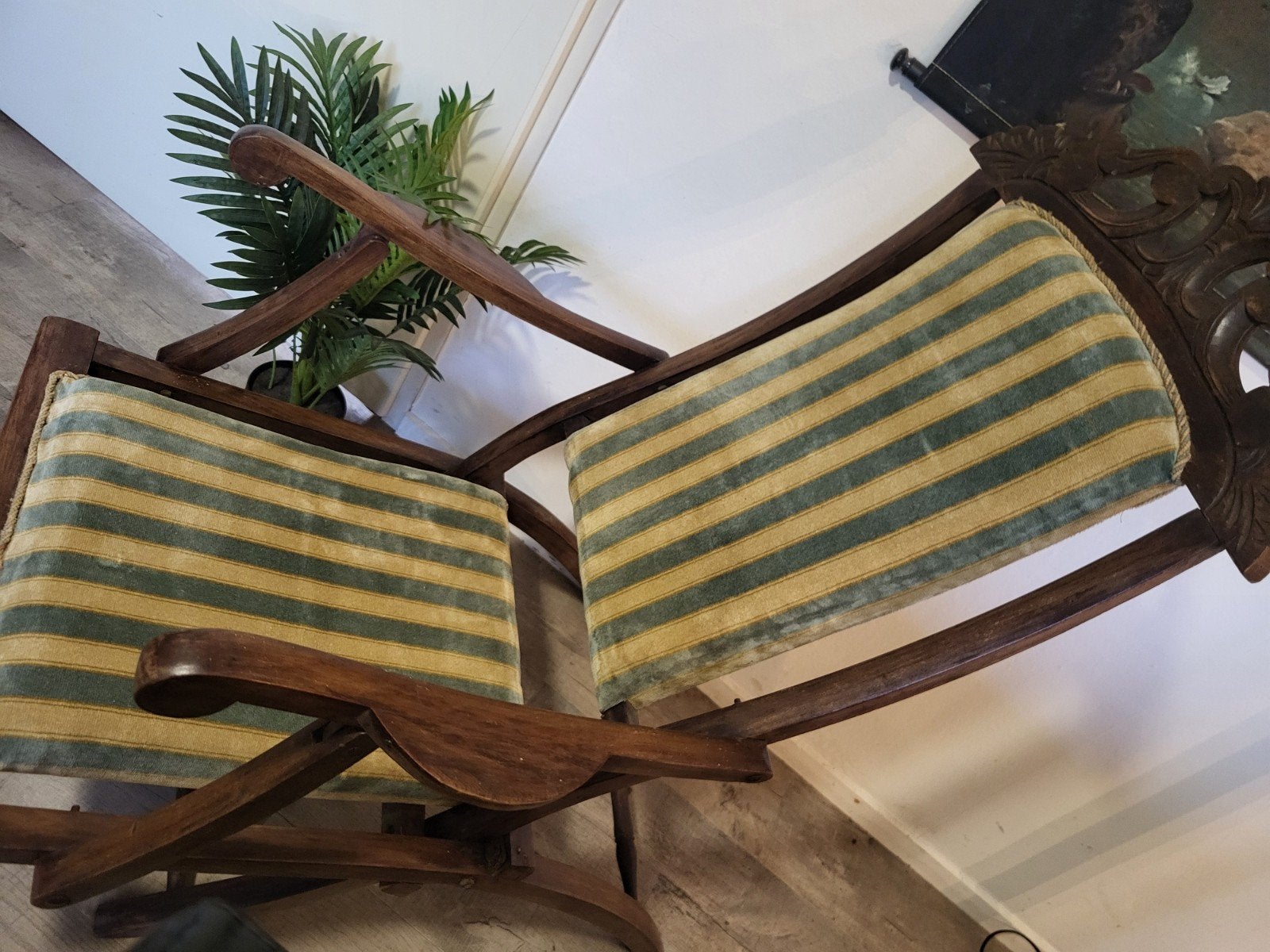 Mooie Oude Tuinstoel - Vintage Houten Klapstoel, Antiek en Kunst, Antiek | Meubels | Stoelen en Banken, Ophalen of Verzenden