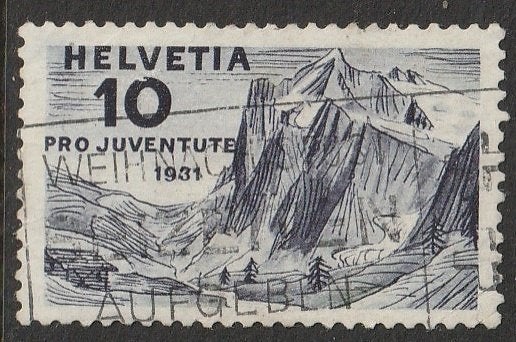 Zwitserland 1931 247 Pro Juventute 10c Wetterhorn, Gest, Postzegels en Munten, Postzegels | Europa | Zwitserland, Ophalen of Verzenden