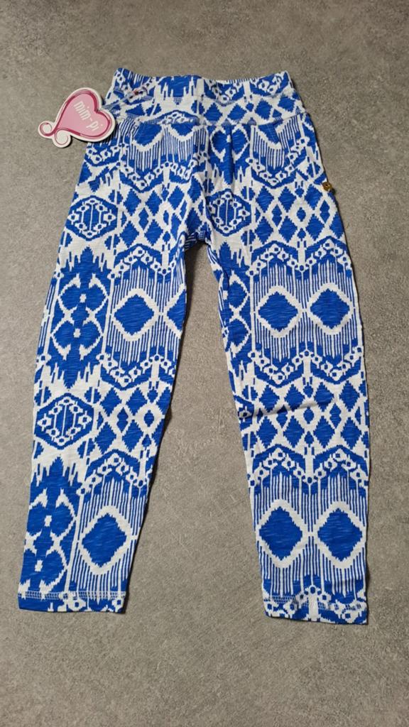 Mim-Pi zomerbroek maat 116 - Blauw-witte print, Kinderen en Baby's, Kinderkleding | Maat 116, Broek, Meisje, Nieuw, Ophalen of Verzenden