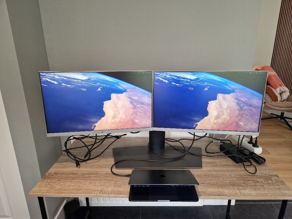 Complete dual monitor setup HP E243d + E243 + Dell MDS19, Computers en Software, Monitoren, Ophalen, IPS, HDMI, Full HD