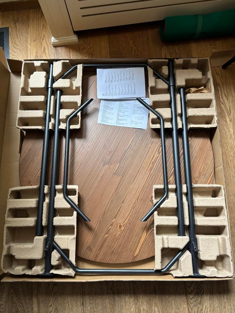 Ikea GRÖTAN tafel, groen/bruin gelazuurd, 80 cm, Ophalen, Rond, Tot twee personen, 50 tot 100 cm
