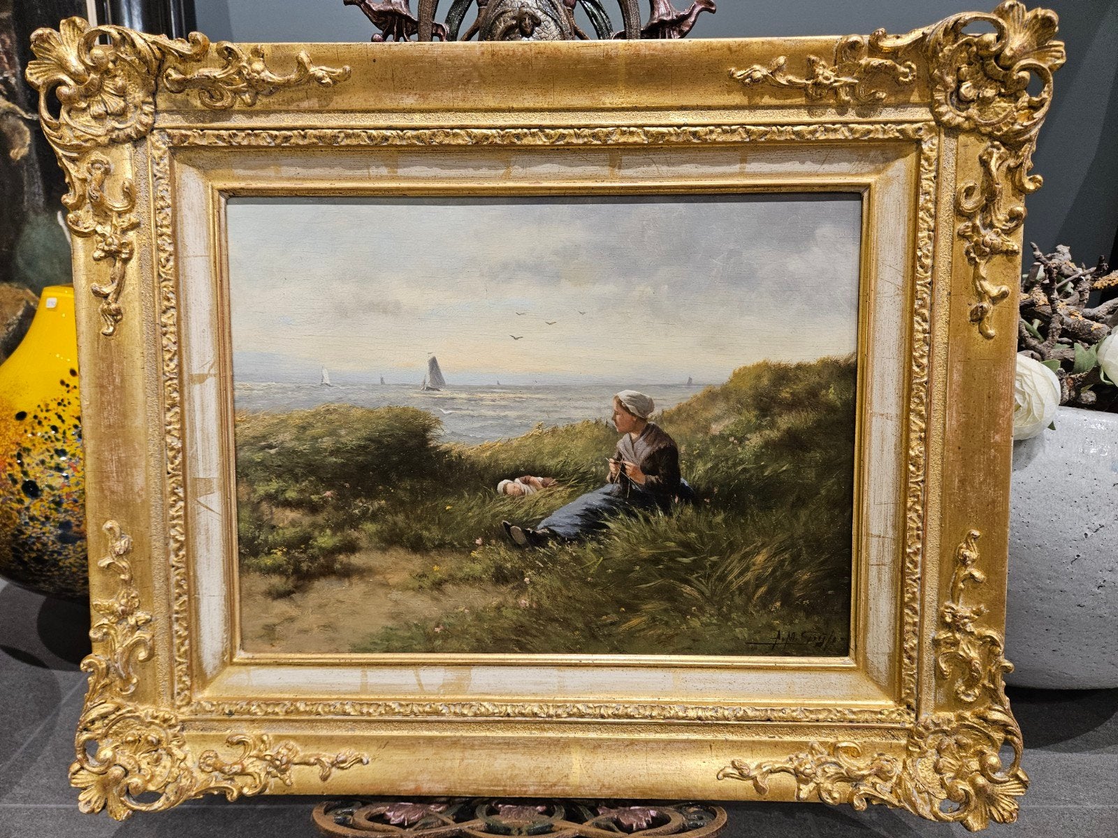 Schilderij Adriaan Marinus Geijp (1855-1926)echtgouden lijst, Ophalen