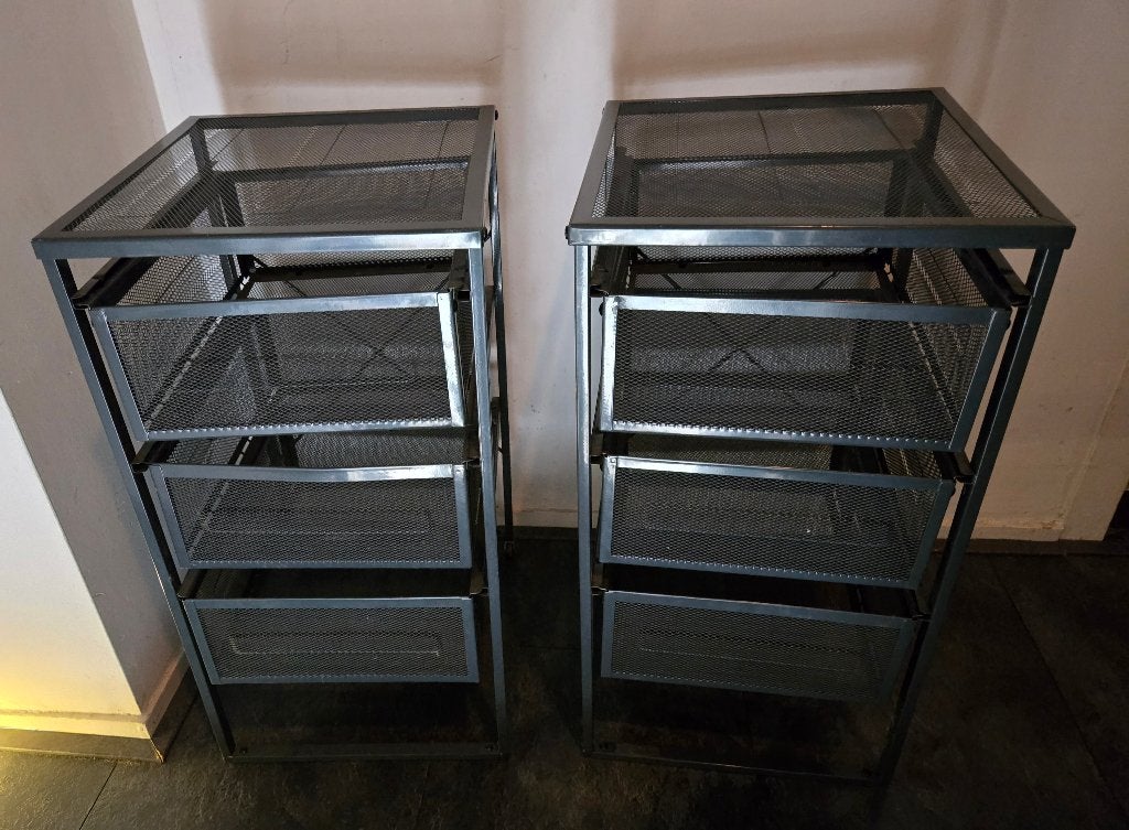 2 IKEA LENNART ladeblokken van staal in zwart, Ophalen, Minder dan 50 cm, Gebruikt, 3 of 4 laden