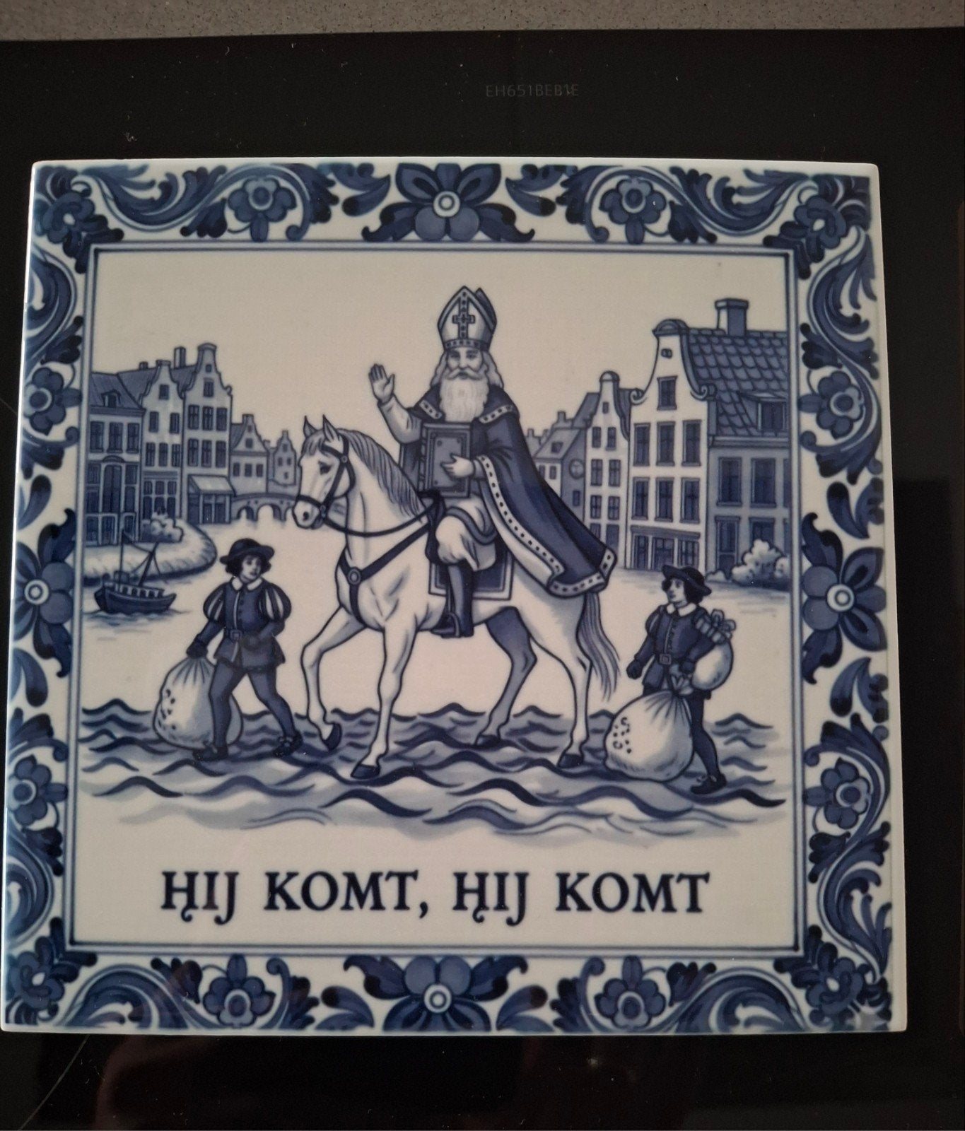 Keramische decoratie tegel Sinterklaas, Antiek en Kunst, Antiek | Wandborden en Tegels, Ophalen of Verzenden