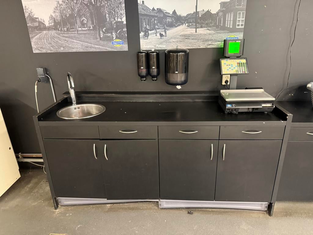 Keukenblok met lades, zwart, Huis en Inrichting, Keuken | Keukenelementen, Ophalen, Gebruikt, 100 tot 150 cm, Zwart