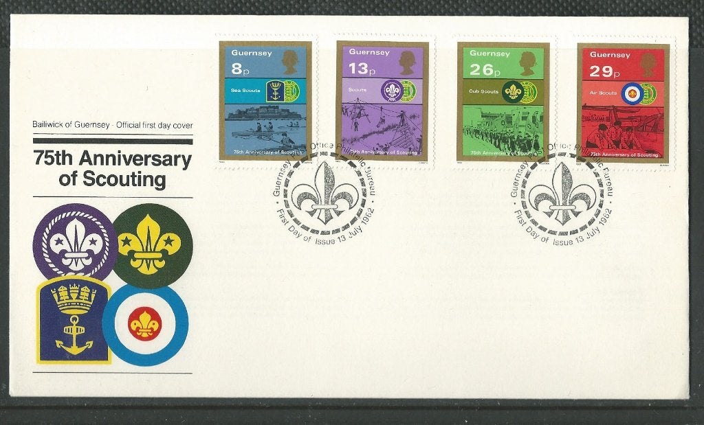 GUERNSEY 1982 Scouting op onbeschreven F.D.C., Verzenden, Gestempeld