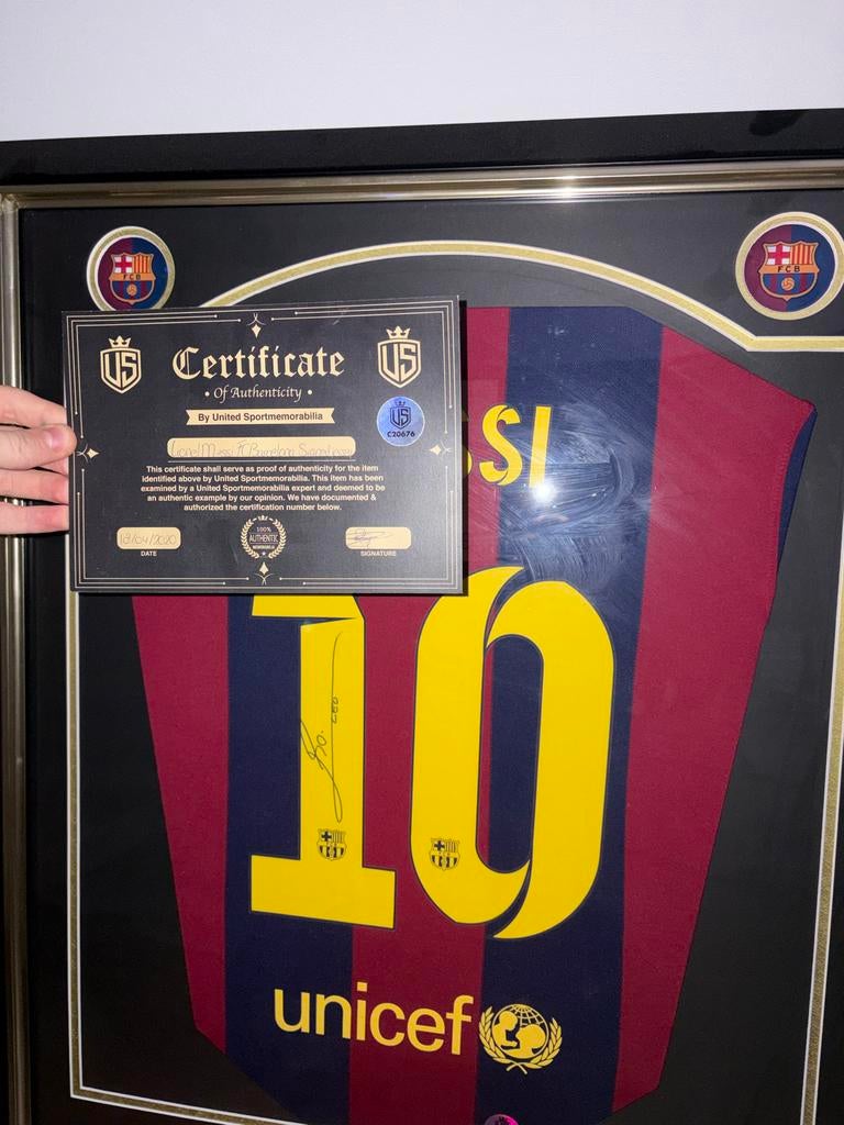 Ingelijst Lionel Messi FC Barcelona Shirt - 2014/15, Ophalen, Zo goed als nieuw, Buitenlandse clubs, Shirt