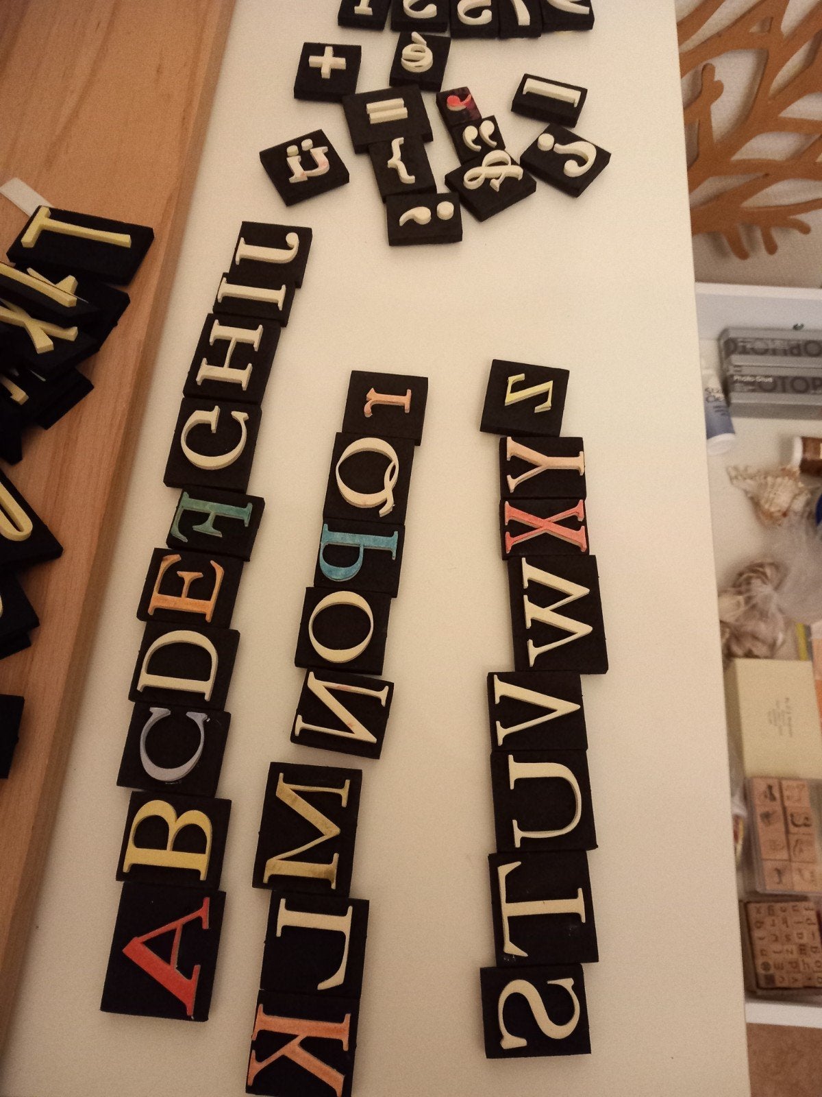 Foam Stempels Alfabet en Cijfers - Hoofd- en Kleine Letters, Gebruikt, Meerkleurig, Ophalen of Verzenden, Overige materialen