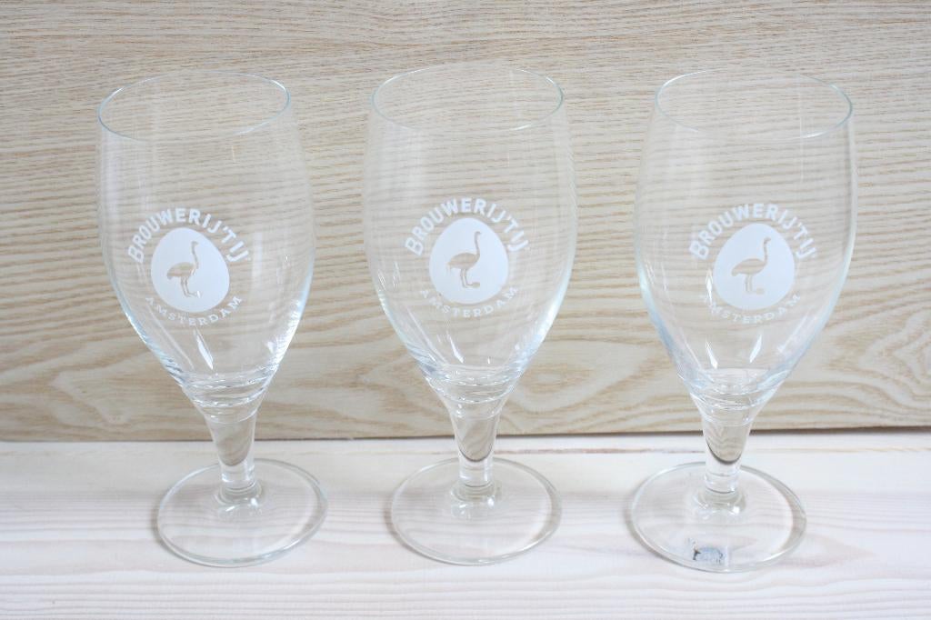 Drie bierglazen van Brouwerij 't IJ, Verzamelen, Biermerken, Ophalen of Verzenden, Zo goed als nieuw, Glas of Glazen, Overige merken