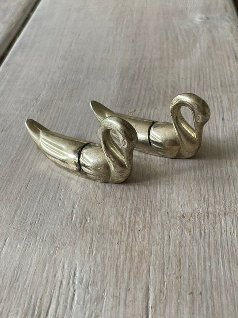 Vintage verzilverde messenlegger zwaan vorm., Antiek en Kunst, Antiek | Goud en Zilver, Ophalen, Zilver