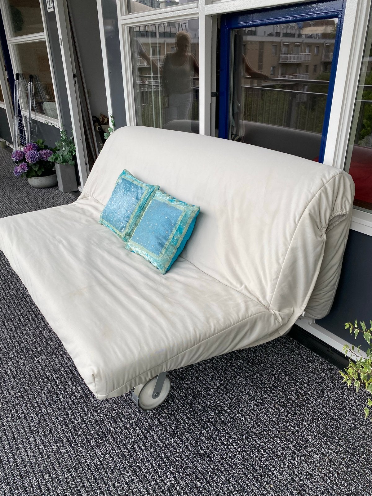 IKEA PS slaapbank 1.60m met 2 hoezen gratis af te halen), Ophalen, Gebruikt, Beige, Tweepersoons