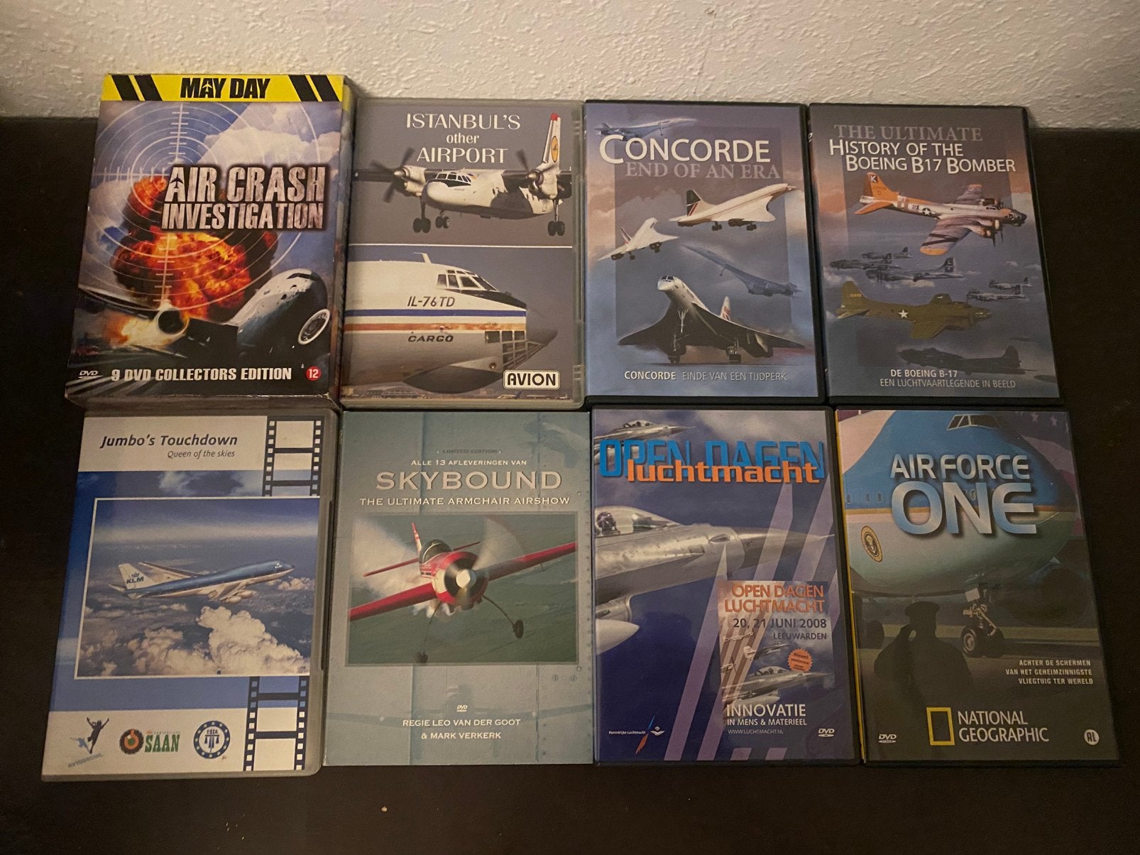 Set: 8x DVDs over vliegtuigen etc (16 schijfjes!), Alle leeftijden, Ophalen of Verzenden, Zo goed als nieuw