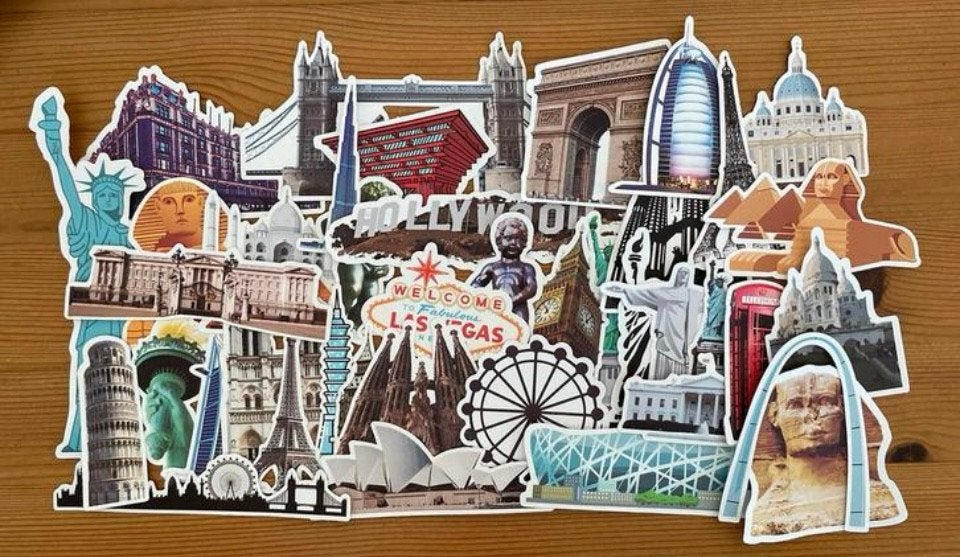 Reizen/ bekende plaatsen stickers, Verzenden, Nieuw, Meerdere stickers