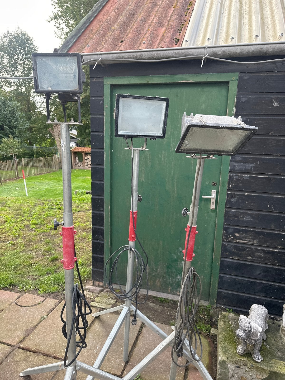 3 Bouwlampen op statief - 2x 1000W, 1x 500W, Ophalen, Gebruikt, Met statief, Lamp met armatuur