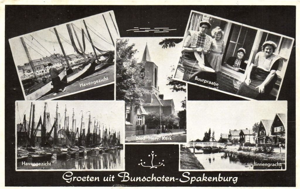 Groeten uit Bunschoten-Spakenburg - 5 afb - 1967 gelopen, Verzamelen, Ophalen of Verzenden, 1960 tot 1980, Gelopen, Utrecht