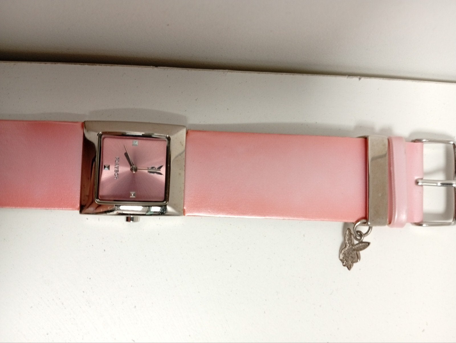 Playboy horloge roze met bedel, Overige merken, Leer, Staal, Polshorloge