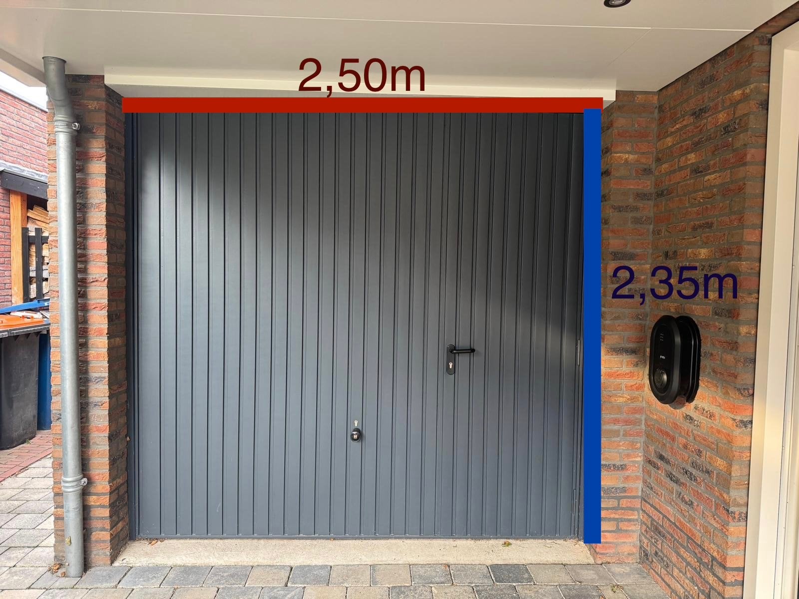 Kanteldeur garagedeur met loopdeur – antraciet – nette staat, Ophalen, Gebruikt, Garagedeur, Metaal