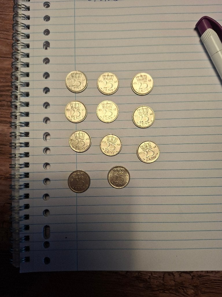 11 kwartjes wilhelmima 1948, Postzegels en Munten, Munten | Nederland, Setje, Zilver, 25 cent, Ophalen of Verzenden