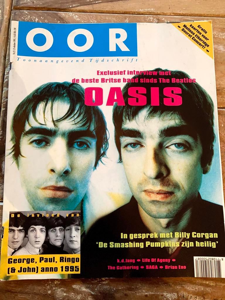 OOR Magazine 1995 GATHERING Smashing Pumpkins OASIS KD Lang, Ophalen of Verzenden, Zo goed als nieuw, Muziek, Film of Tv