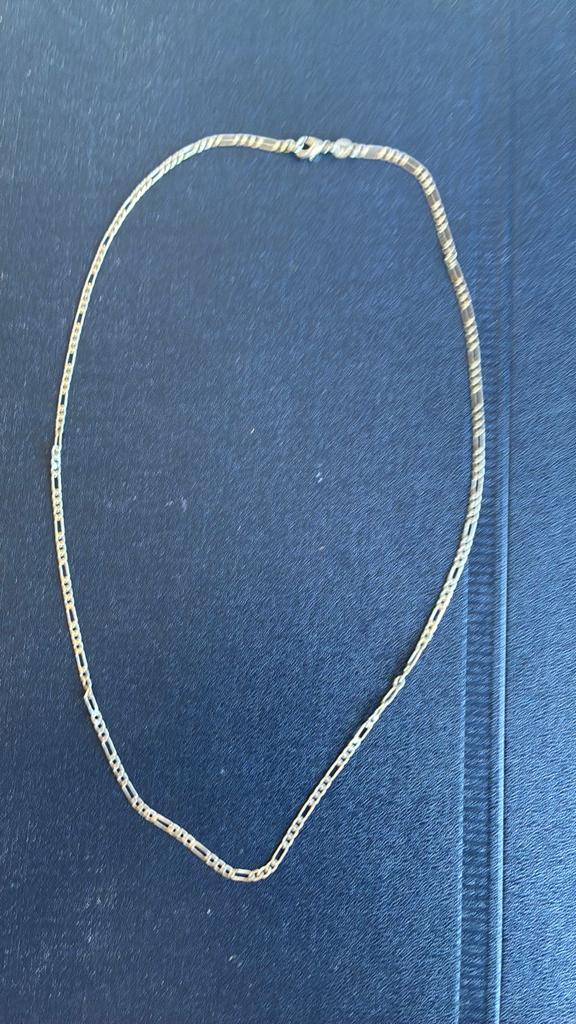 925 sterling zilver ketting figaro svhakel 52 cm 3 mm breed, Ophalen of Verzenden, Gebruikt, Zilver, Zilver