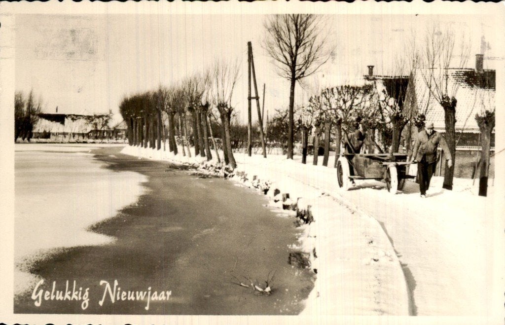 Apeldoorn - Nieuwjaar - Man met kar, Verzamelen, Ophalen of Verzenden, 1940 tot 1960, Gelopen, Gelderland