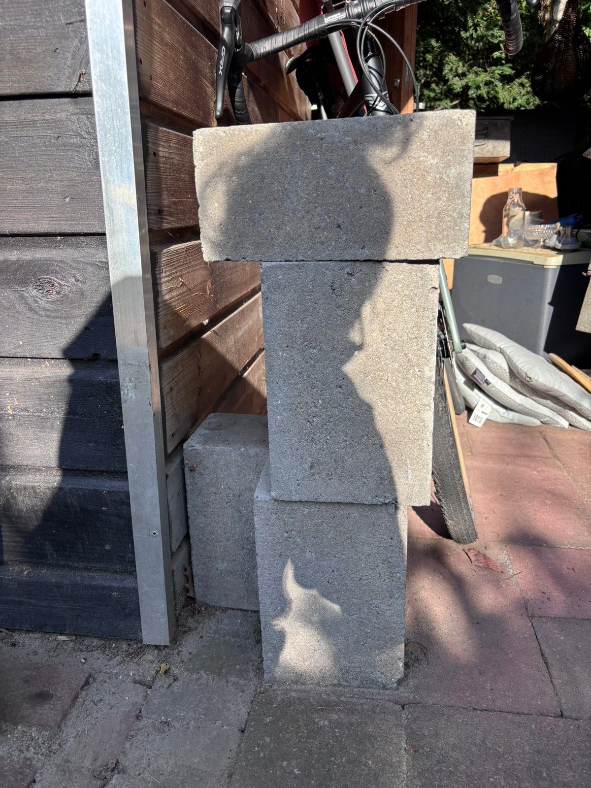 Betonnen stapelblokken 4 stuks grijs 28,5 x 14 x 19 cm, Ophalen, Gebruikt, ., Overige typen