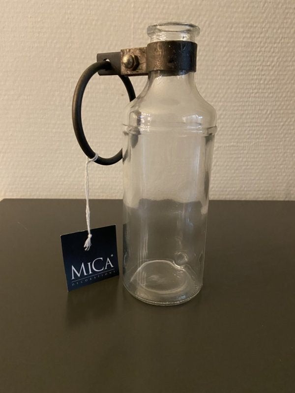 2 stuks samen Mica vaas fles model met metalen ophang ring, Huis en Inrichting, Woonaccessoires | Vazen, Ophalen of Verzenden