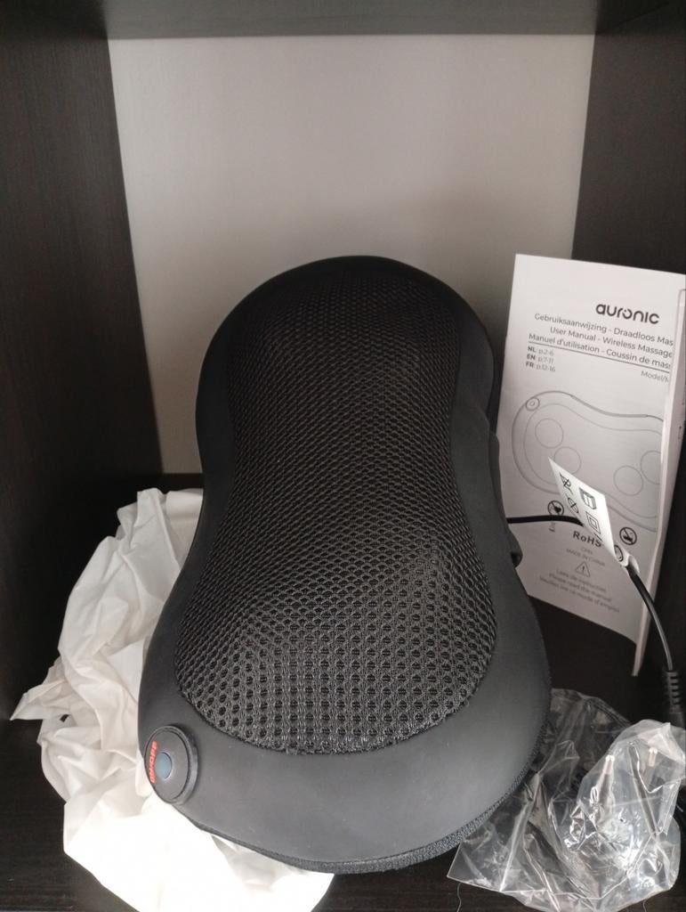 Auronics Draadloos Massage Kussen - Nek, Schouders, Rug, Ophalen of Verzenden, Zo goed als nieuw, Massagestoel of Kussen