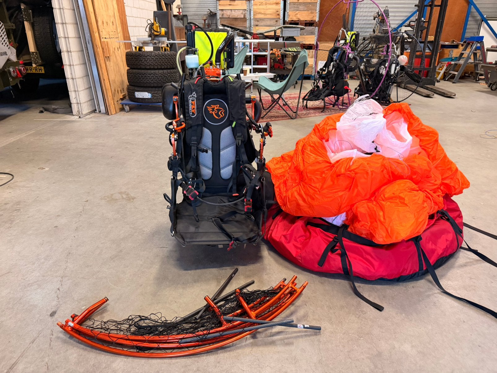 Paramotor Fly Products Rider Sky 150, Sport en Fitness, Zweefvliegen en Paragliding, Ophalen, Zo goed als nieuw, Scherm
