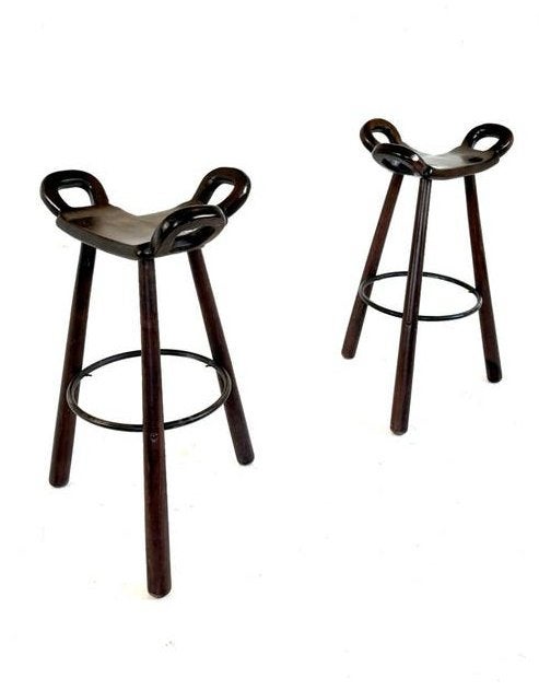 Set van 2 vintage ‘Marbella’ barkrukken ‘60, Huis en Inrichting, Barkrukken, Conoform, Met voetsteun, 60 tot 90 cm, Ophalen of Verzenden