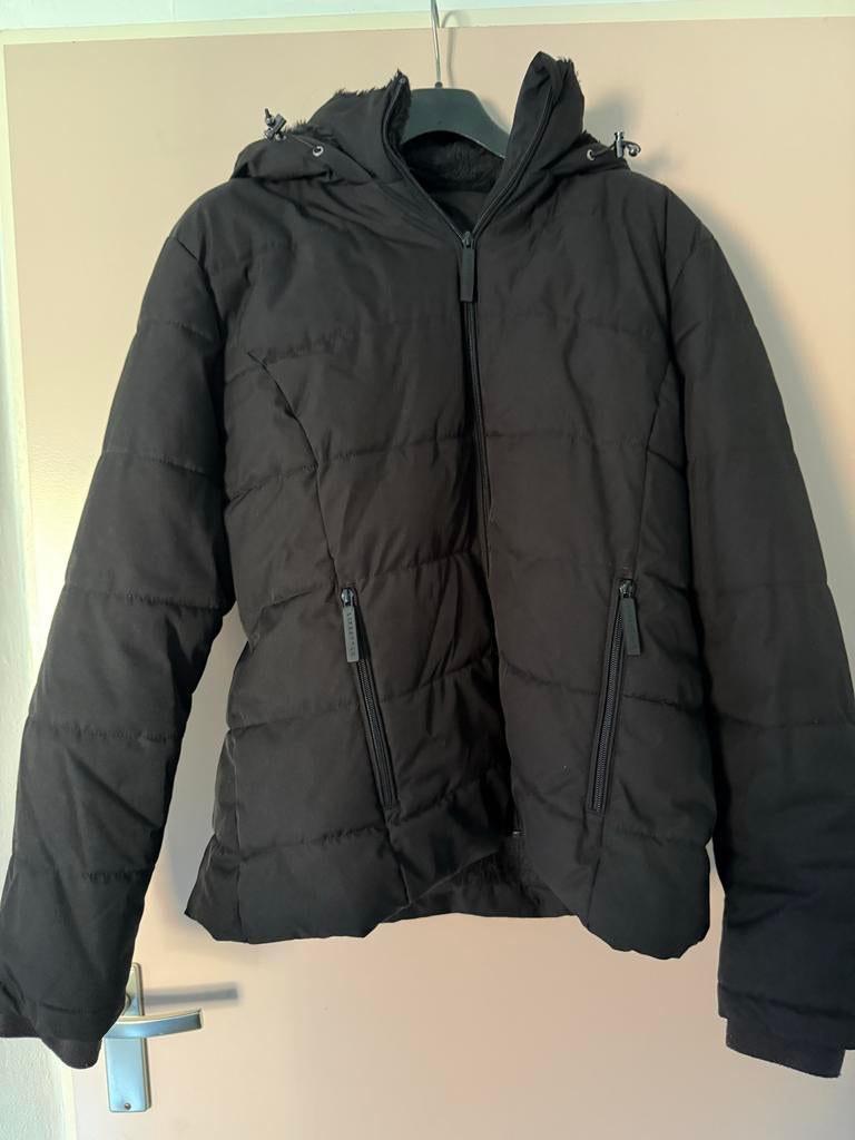 Zwarte winterjas Pescara met zachte vacht in capuchon XL, Kleding | Dames, Jassen | Winter, Ophalen, Gedragen, Maat 46/48 (XL) of groter