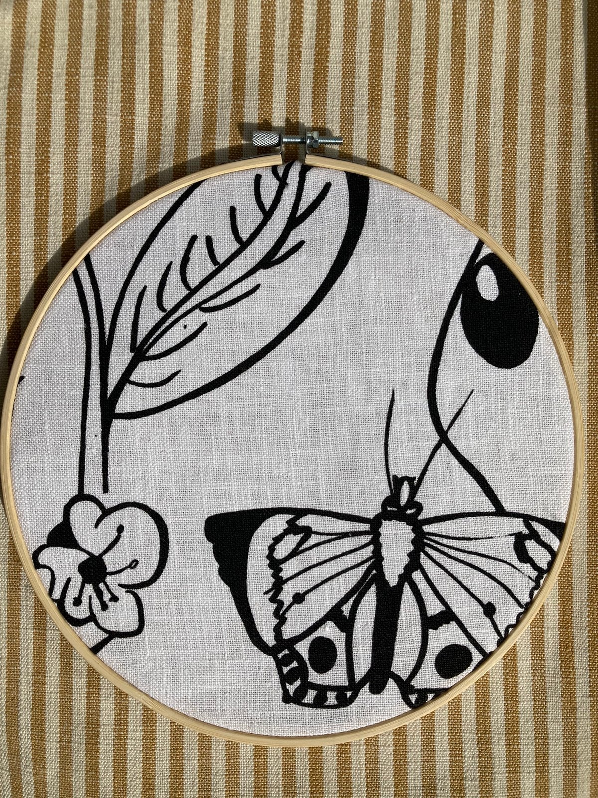 Wandhanger Illustratie Zeefdruk op linnen in bamboe lijst, Minder dan 50 cm, Oorspronkelijke maker, Nieuw, Ophalen of Verzenden