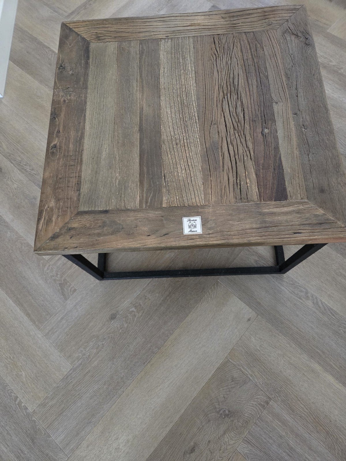 Riviera Maison salontafel met lade - 60x60x40 cm, Huis en Inrichting, Tafels | Salontafels, 100 tot 150 cm, Zo goed als nieuw